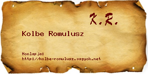 Kolbe Romulusz névjegykártya